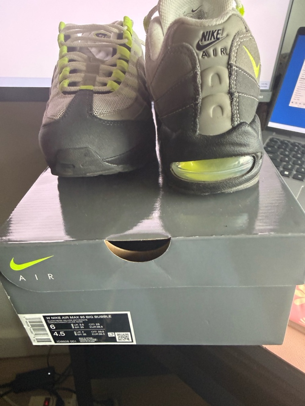 Nike Kids Air Max 95 Sneakers in Gray and Neon Yellow